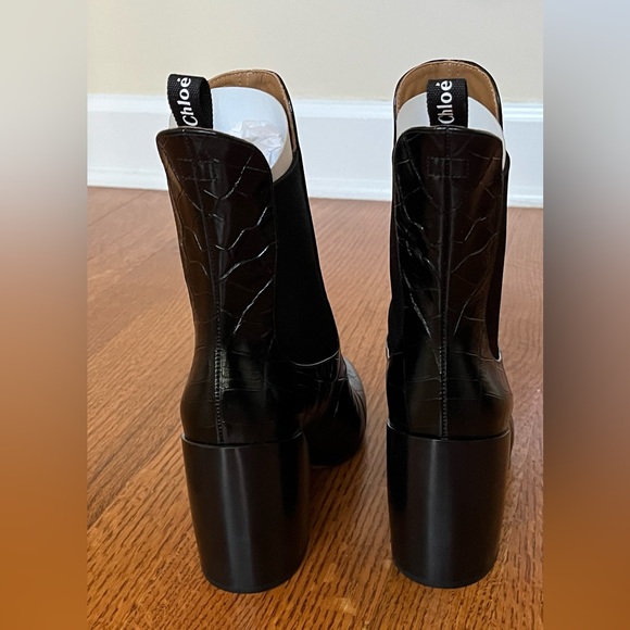 Chloe Wave Croc-embossed Ankle Boots - Picture 9 of 12
